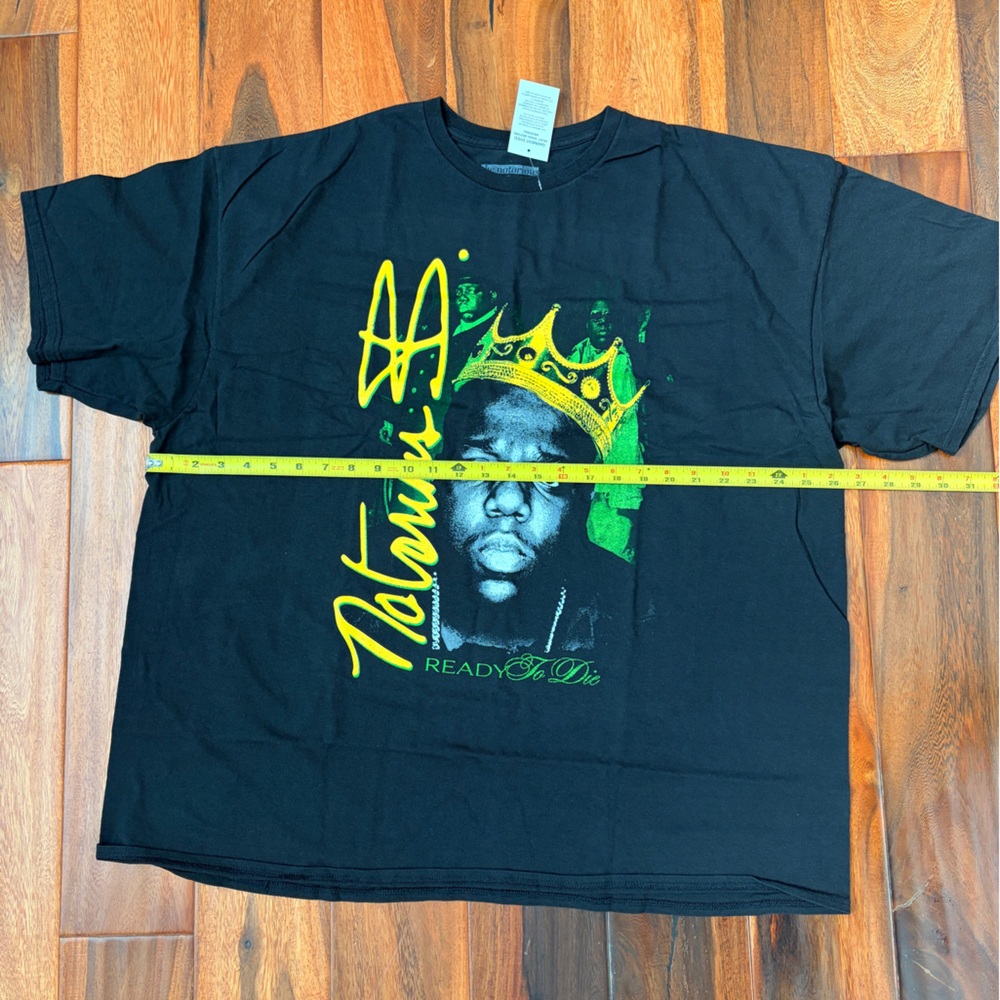 Black Notorious B.I.G. Graphic T-Shirt with Green and Yellow Design Size 2x NWT - Picture 3 of 6